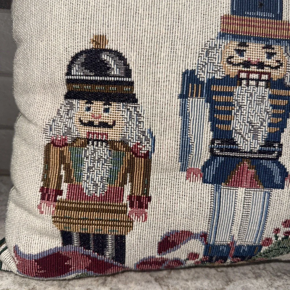 Nutcracker Tapestry Accent Throw Decorative Pillow Christmas Holiday 15X11 In